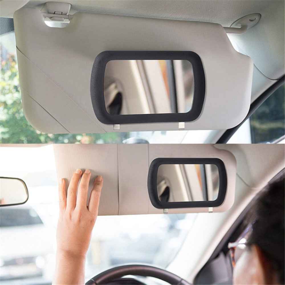 DM-071 Vehicle Sun Visor PP+Glass Makeup Mirror Car Sun Shield Plate Clip-on Ultra Clear Mirror