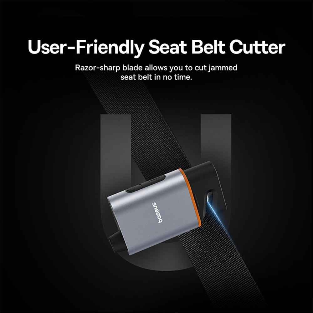 BASEUS SharpTool Series Emergency Hammer Pro Window Breaker Seat Belt Cutter with Light - Cluster Black