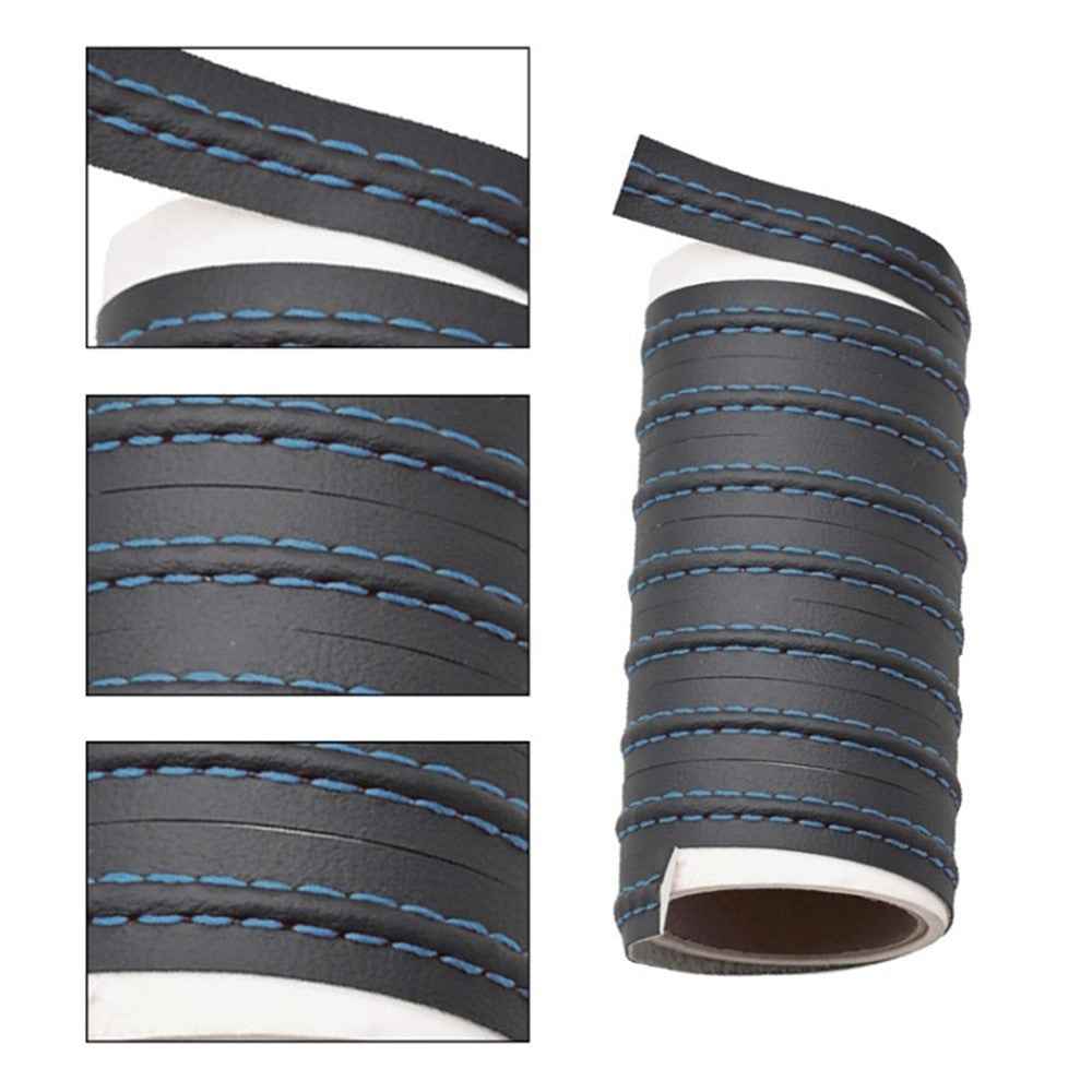 8m Car Interior Trim Strip Automobile Center Console PU Leather Adhesive Decorative Strip - Red
