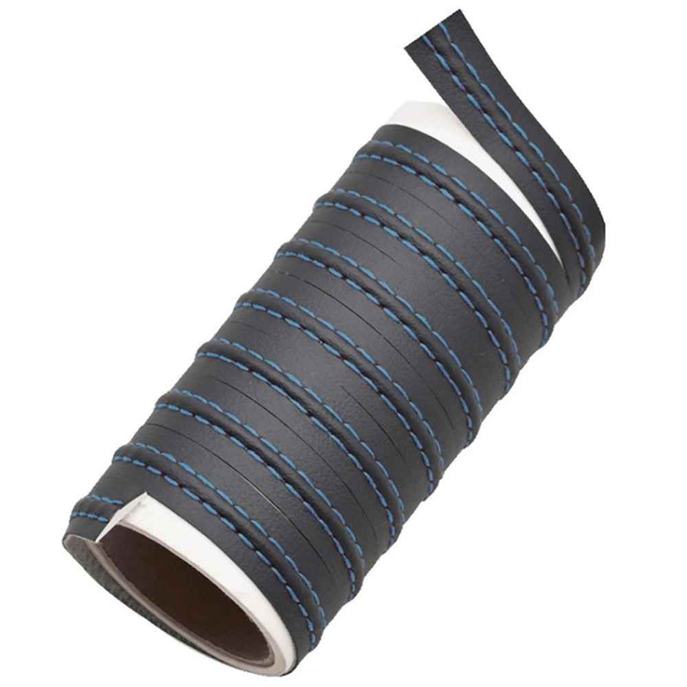8m Car Interior Trim Strip Automobile Center Console PU Leather Adhesive Decorative Strip - Blue