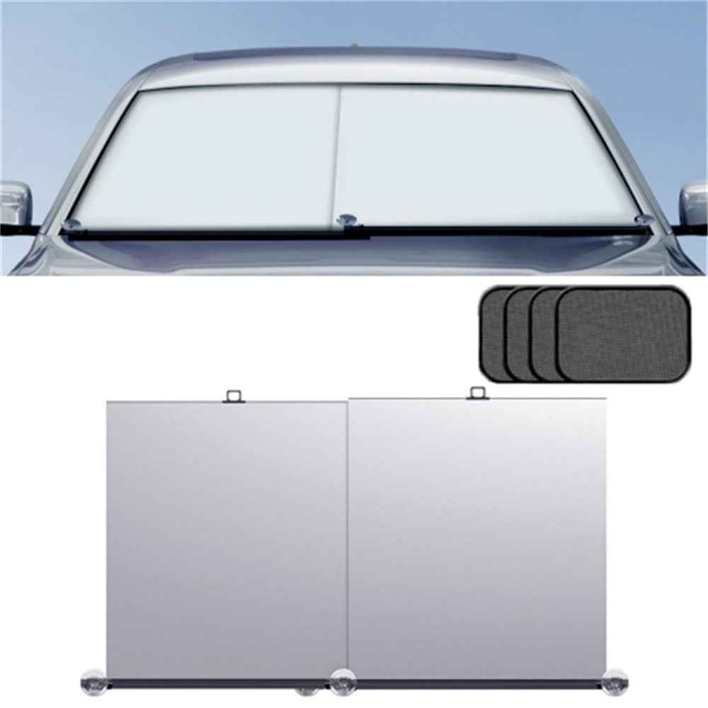 Car Windshield Sun Shade Auto SUV Sun Heat Block Hood Cover (2 Front Sun Visor + 4 Side Window Sunshade