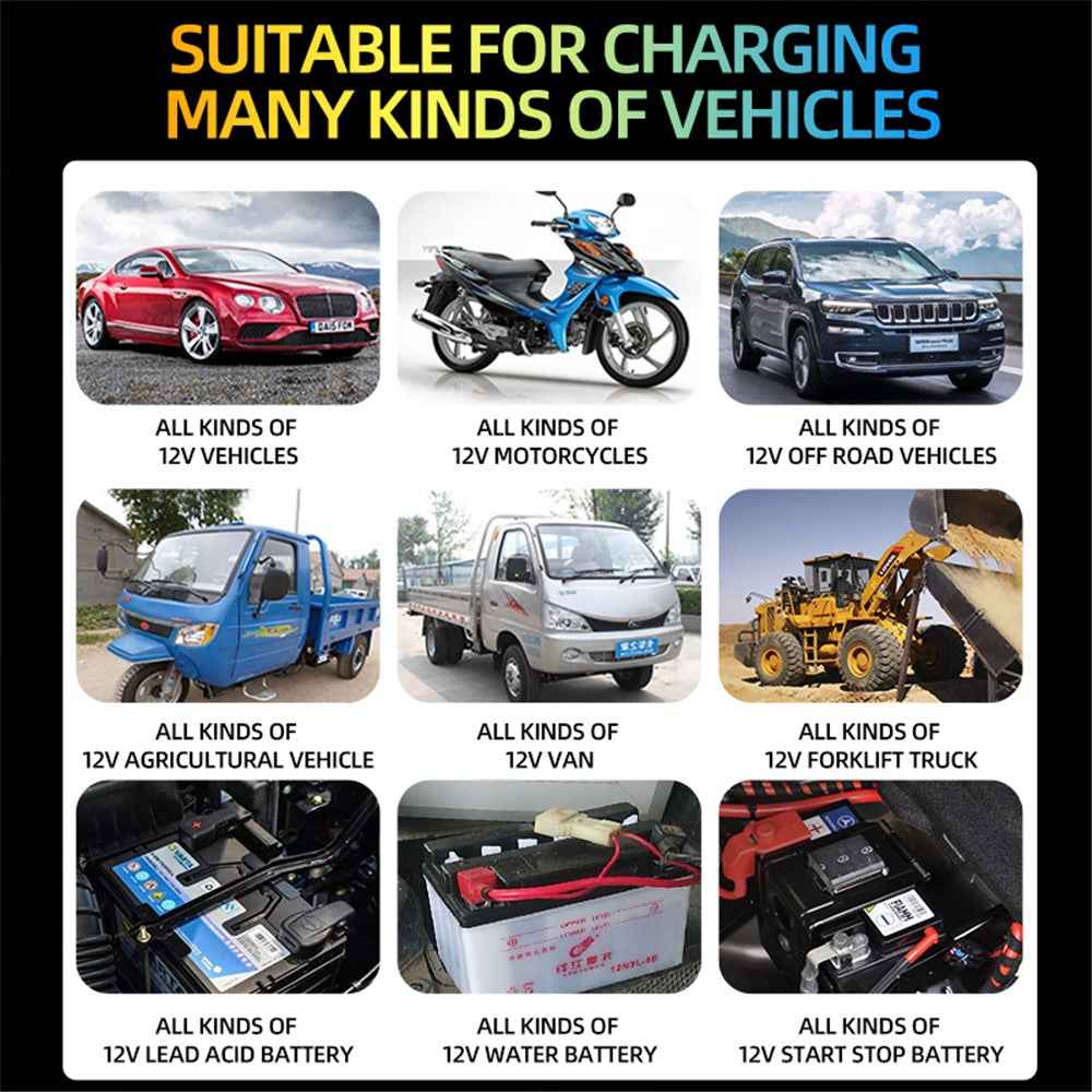 E-FAST zyx-J20 12V 7A 7-Stage Battery Charger Car Motorcycle Lead-Acid Battery Charger Maintainer - Red / US Plug