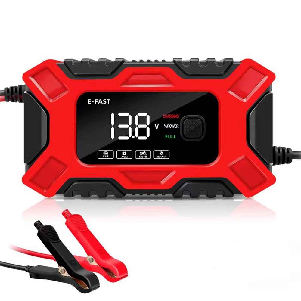E-FAST TK300 12V Car Motorcycle Battery Charger Lead-Acid Battery Restore Charger - Red / US Plug