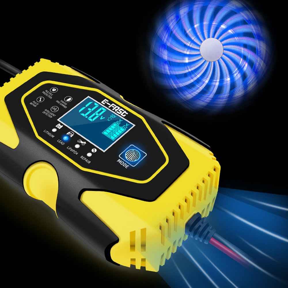 E-FAST zyx-J40 12V / 24V 7-Stage Car Motorcycle Battery Charger Lead-Acid Lithium Battery Charger - Red / US Plug