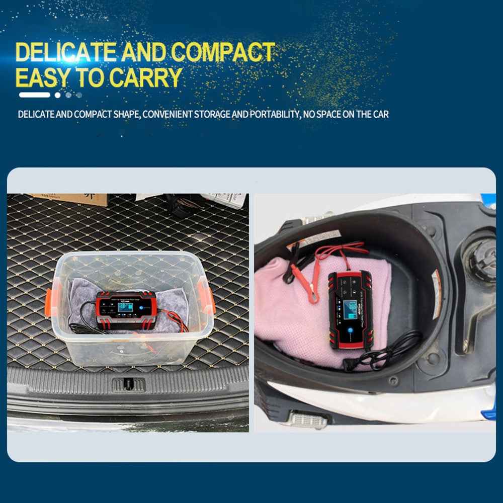 ANHTCZYX ZYX-J30 12V / 24V 3-Stage Smart Battery Charger Car Motorcycle Battery Restore Charger - Red / EU Plug