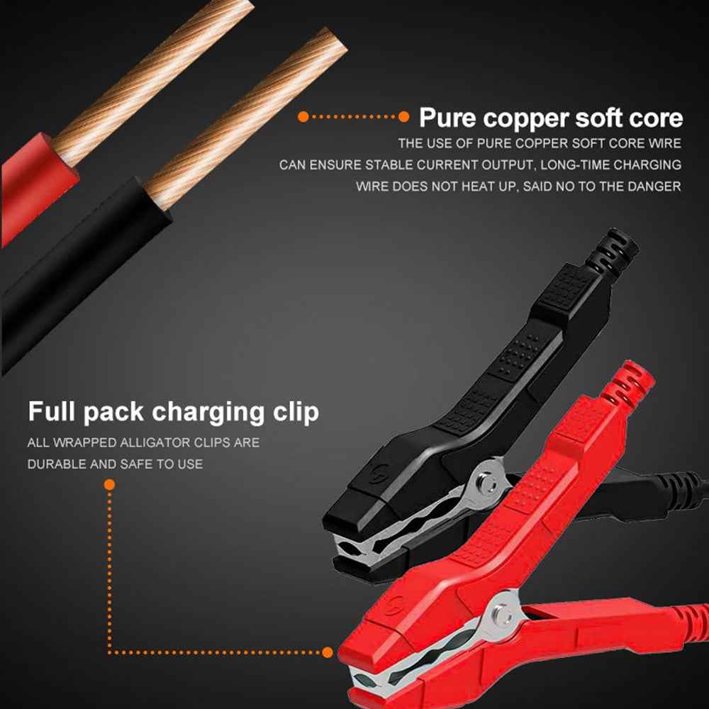 E-FAST TK-600 7-Stage Automatic Charger 12V / 24V Large Screen Car Battery Charger for Motorbikes, Trucks, etc. - Red / US Plug