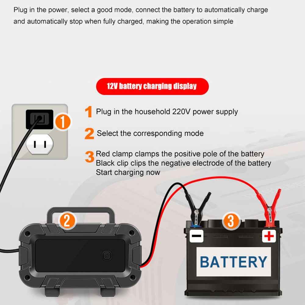 E-FAST TK-400 Lead Acid Battery Charger Motorcycle Car 12V Charger Battery Charger Repair - US Plug