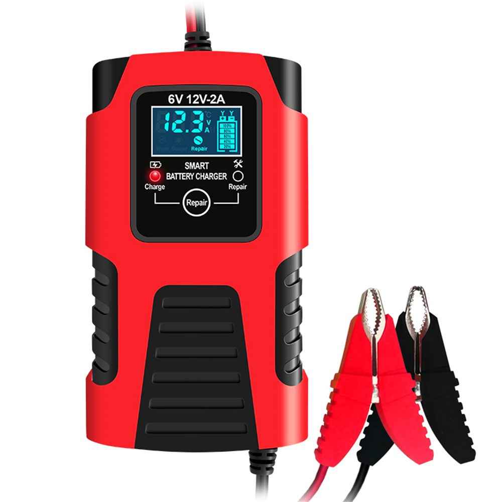 E-FAST ZYX-J99 6V / 12V Lead-Acid Battery Charger for Motorcycles, Tricycles Intelligent Repair Battery Charger - Red / EU Plug