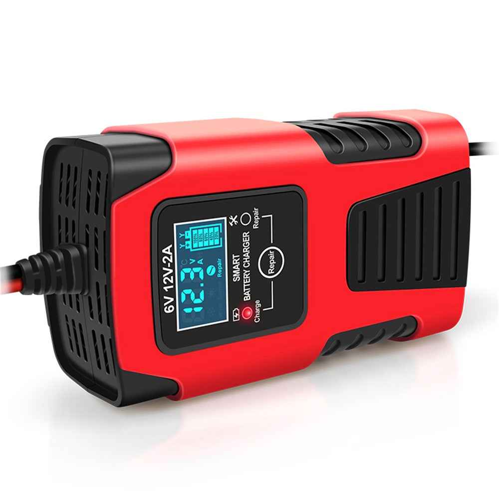 E-FAST ZYX-J99 6V / 12V Lead-Acid Battery Charger for Motorcycles, Tricycles Intelligent Repair Battery Charger - Red / EU Plug
