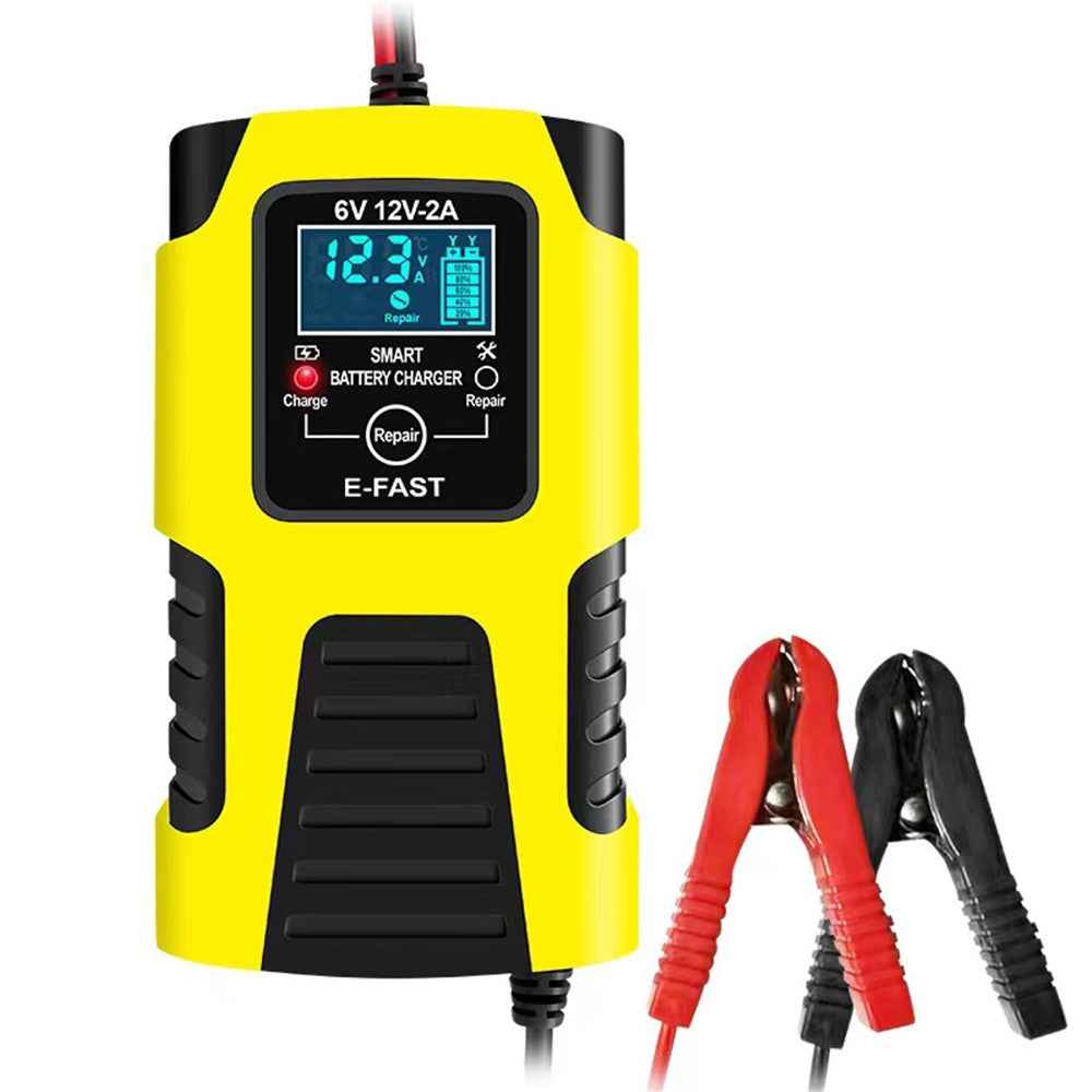 E-FAST ZYX-J99 6V / 12V Lead-Acid Battery Charger for Motorcycles, Tricycles Intelligent Repair Battery Charger - Yellow / EU Plug