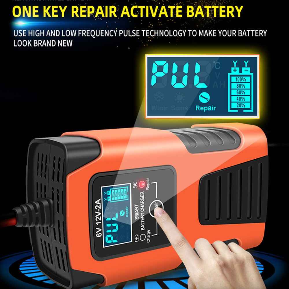 E-FAST ZYX-J99 6V / 12V Lead-Acid Battery Charger for Motorcycles, Tricycles Intelligent Repair Battery Charger - Yellow / EU Plug