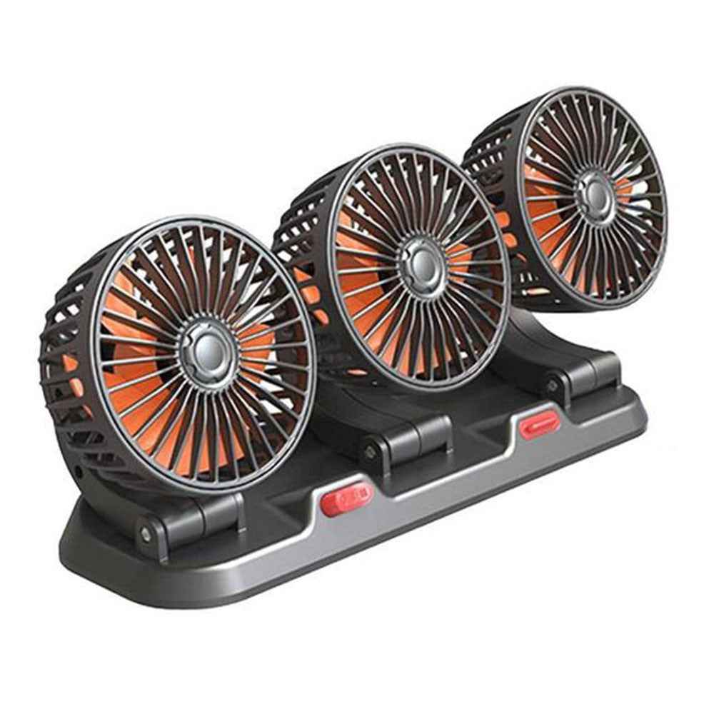 F4310 Summer Car Cooler Fan Vehicle Interior 3-Head Cooling Fan with Parking Number Plate - 24V Cigarette Lighter Plug