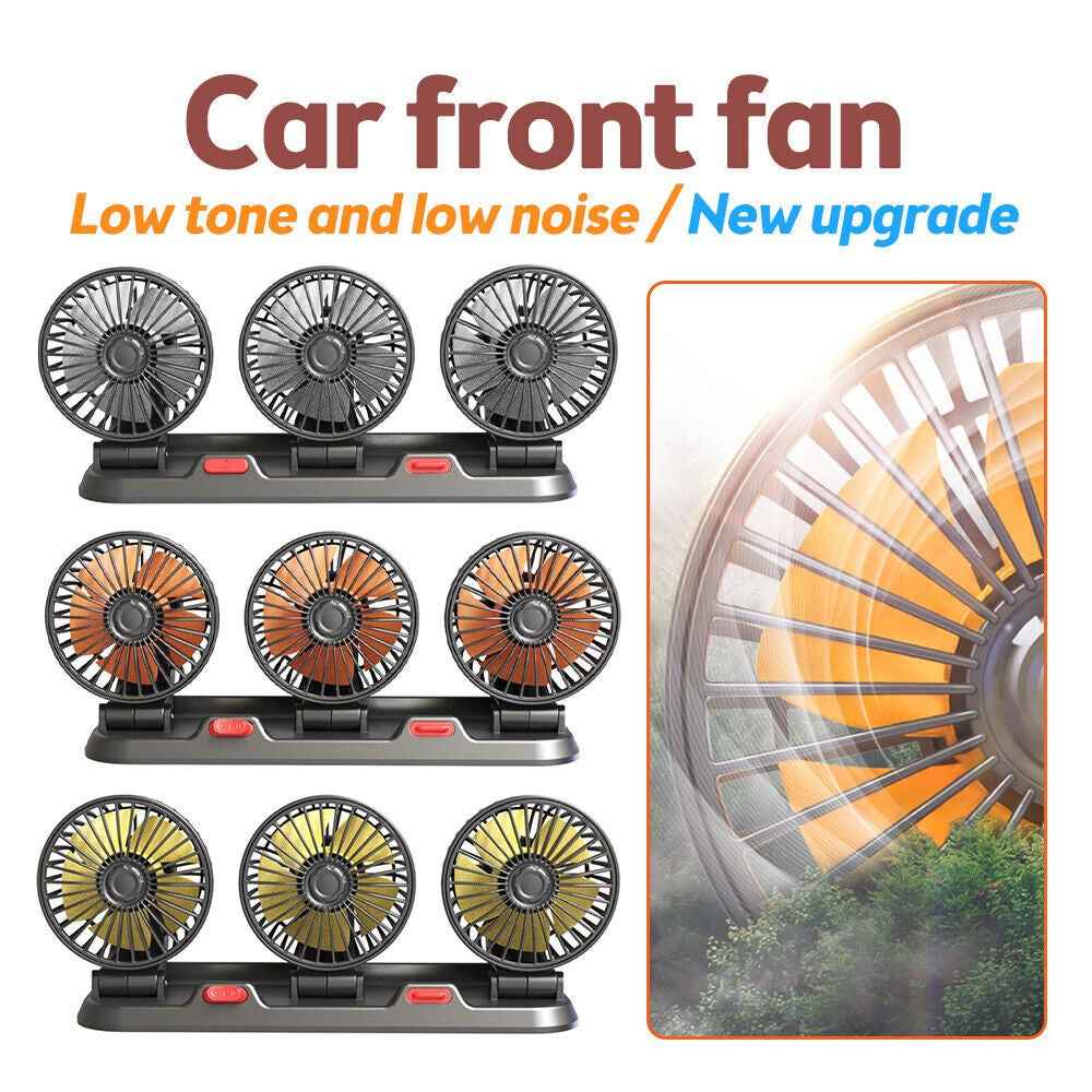 F4310 Summer Car Cooler Fan Vehicle Interior 3-Head Cooling Fan with Parking Number Plate - 24V Cigarette Lighter Plug
