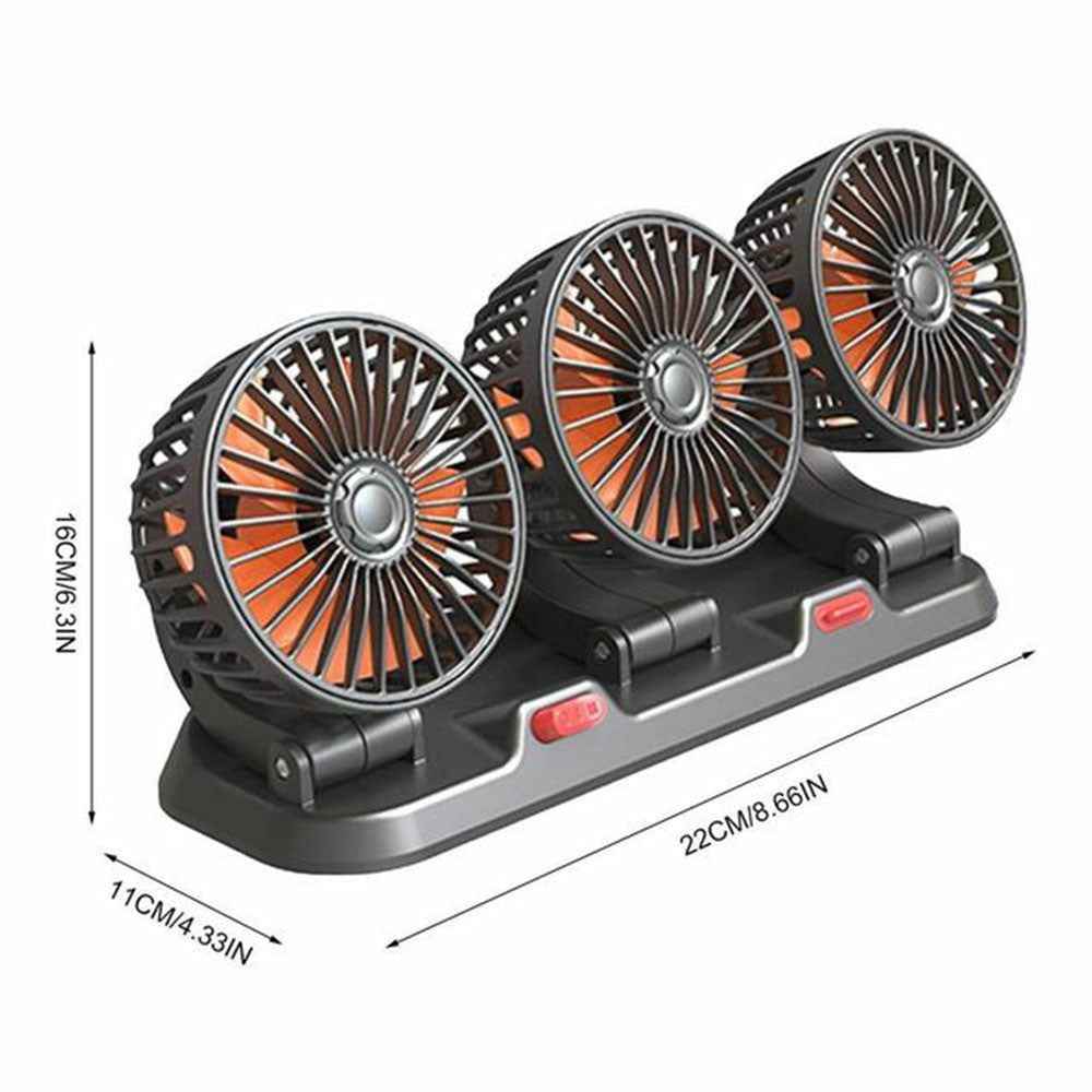 F4310 Summer Car Cooler Fan Vehicle Interior 3-Head Cooling Fan with Parking Number Plate - 24V Cigarette Lighter Plug