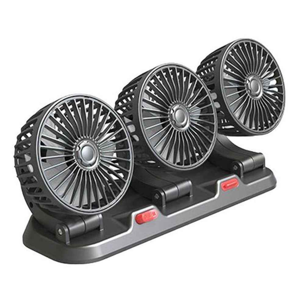 F4310 Summer Car Cooler Fan Vehicle Interior 3-Head Cooling Fan with Parking Number Plate - USB Plug