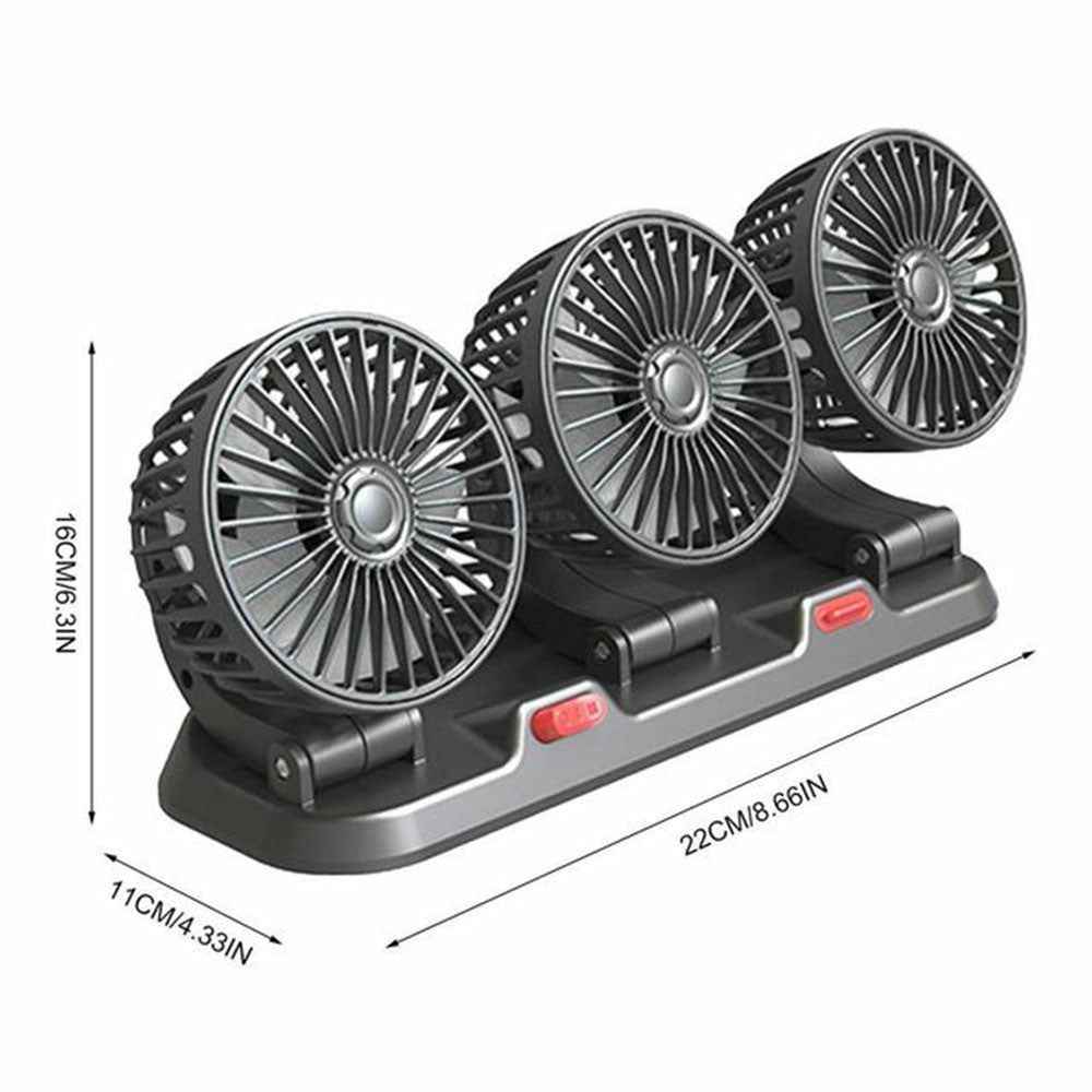 F4310 Summer Car Cooler Fan Vehicle Interior 3-Head Cooling Fan with Parking Number Plate - USB Plug