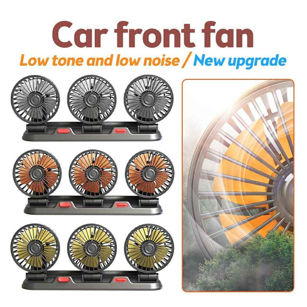 F4310 Summer Car Cooler Fan Vehicle Interior 3-Head Cooling Fan with Parking Number Plate - 12V Cigarette Lighter Plug