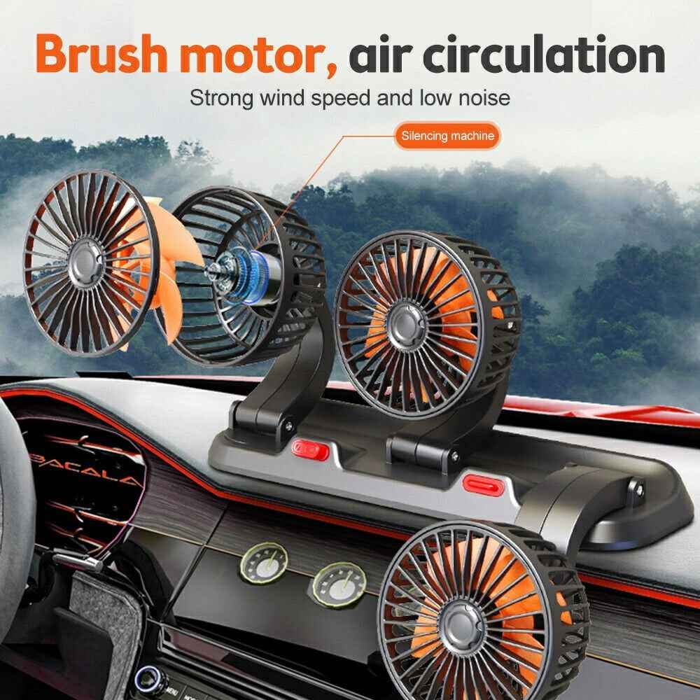 F4310 Summer Car Cooler Fan Vehicle Interior 3-Head Cooling Fan with Parking Number Plate - 12V Cigarette Lighter Plug