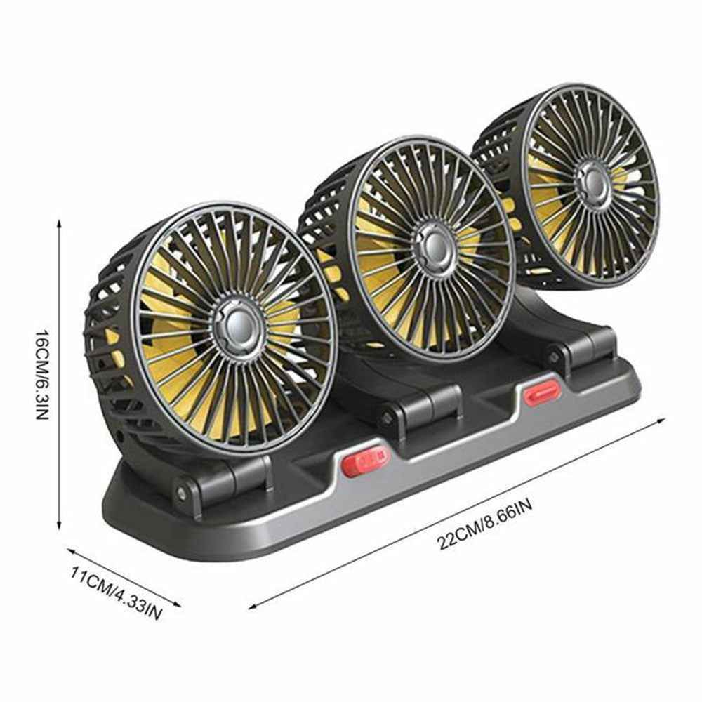 F4310 Summer Car Cooler Fan Vehicle Interior 3-Head Cooling Fan with Parking Number Plate - 12V Cigarette Lighter Plug