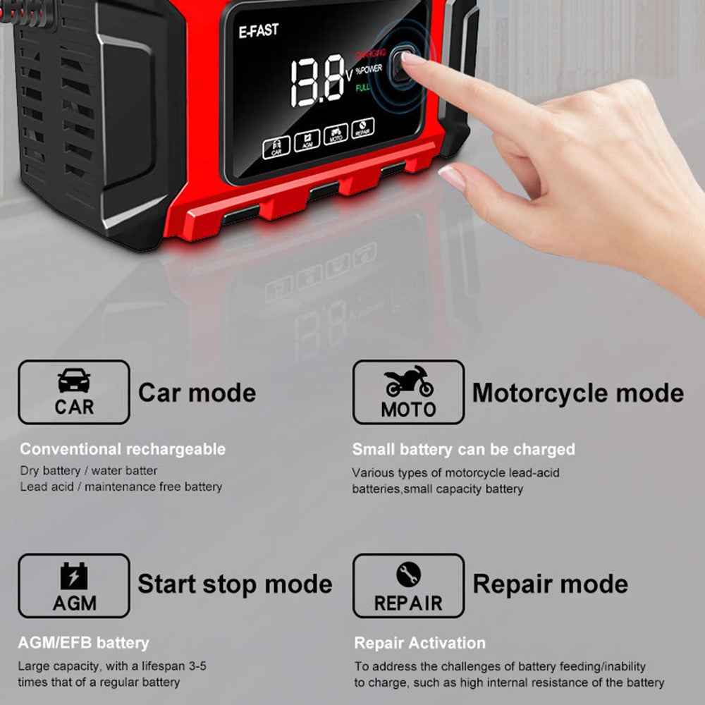 E-FAST TK-360 12V / 6A Car Full Automatic Battery Charger Maintainer Trickle Charger Battery Desulfator - EU Plug