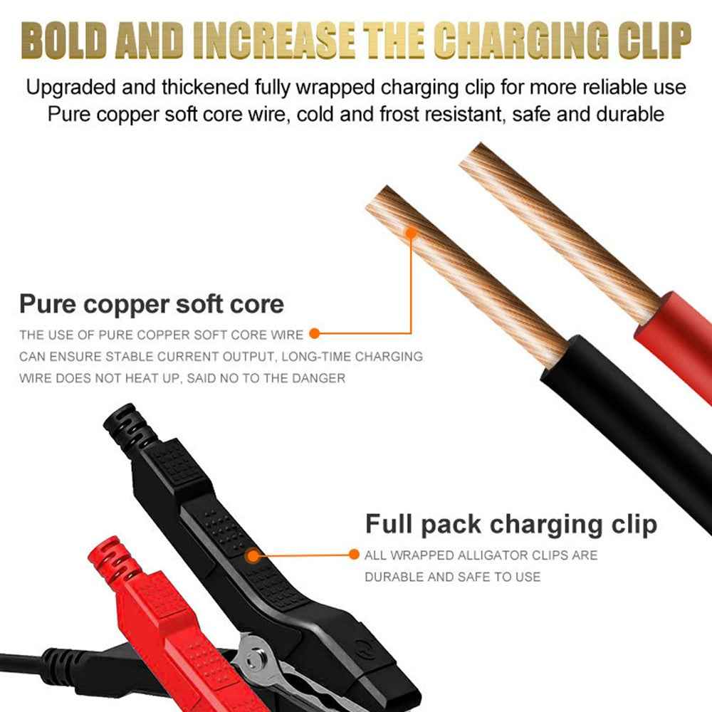 E-FAST TK-360 12V / 6A Car Full Automatic Battery Charger Maintainer Trickle Charger Battery Desulfator - US Plug