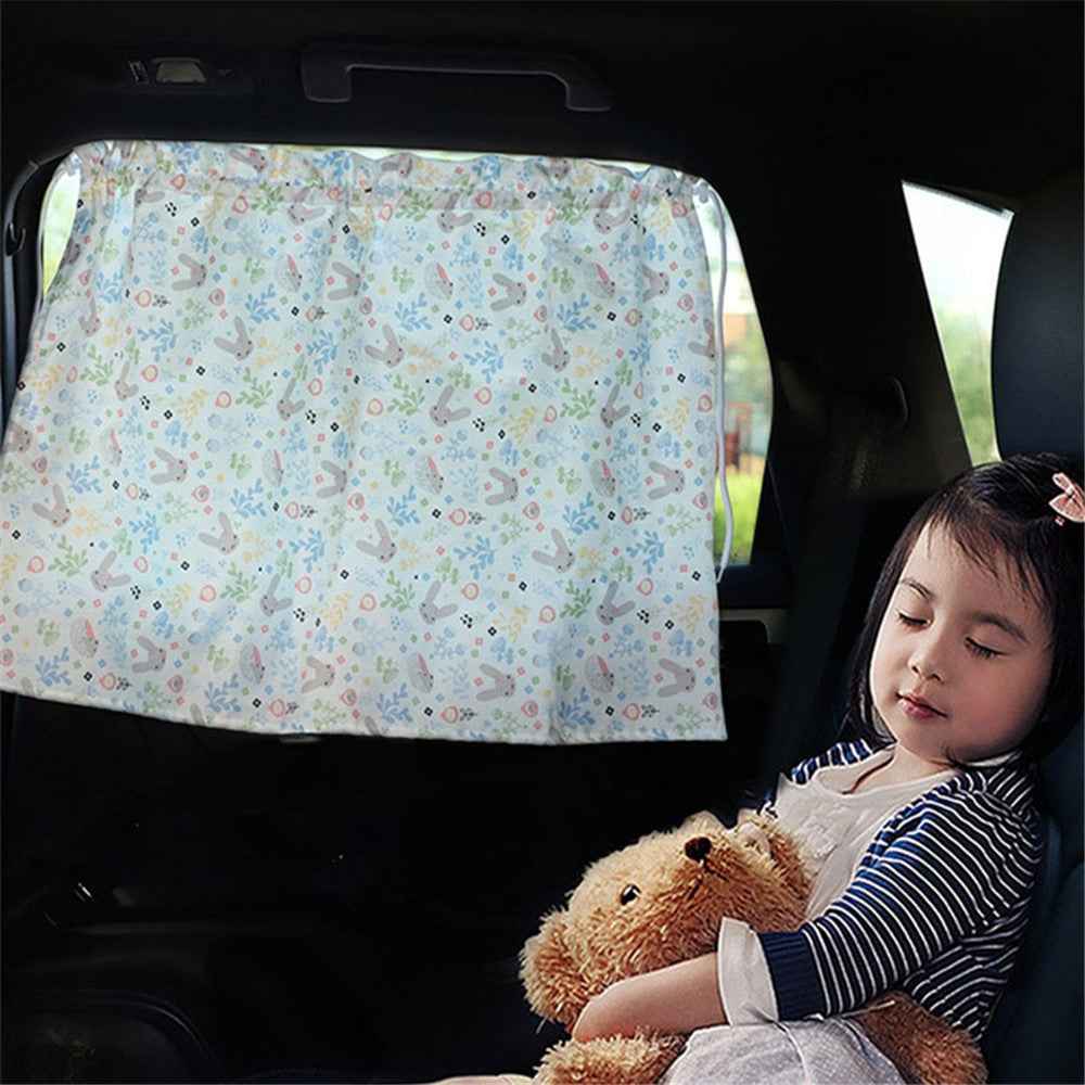 Cute Pattern Printed Car Window Anti-UV Curtain Cotton Cloth Vehicle Side Window Sun Shade Curtain - Long-eared Rabbit