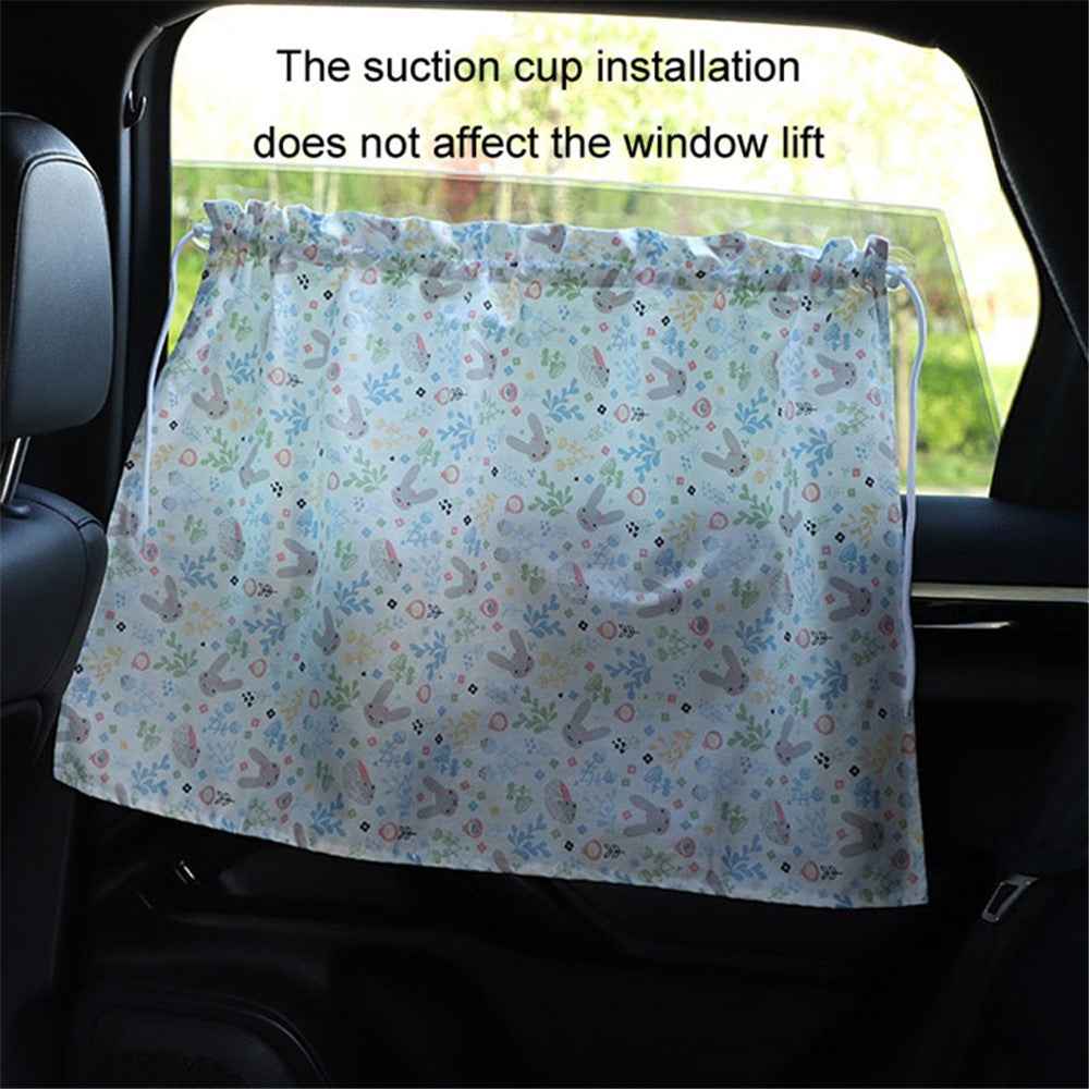 Cute Pattern Printed Car Window Anti-UV Curtain Cotton Cloth Vehicle Side Window Sun Shade Curtain - Pink Love Heart