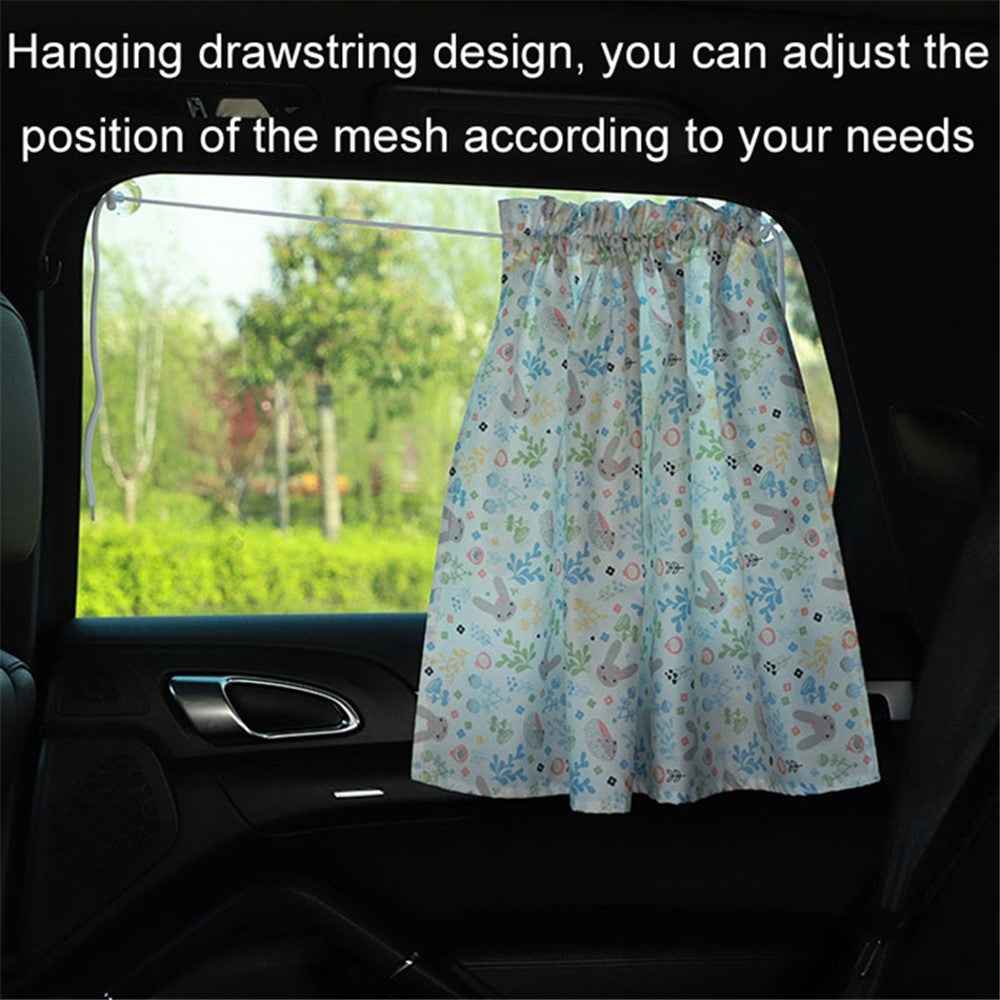 Cute Pattern Printed Car Window Anti-UV Curtain Cotton Cloth Vehicle Side Window Sun Shade Curtain - Horse