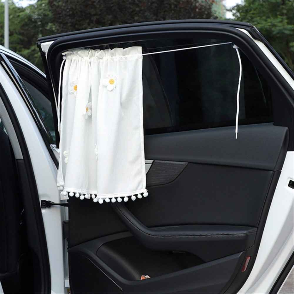Waffle Fabric Car Window Privacy Protection Curtain Vehicle Side Window Sun Shade Curtain - Cute Colorful 5 Sunflowers