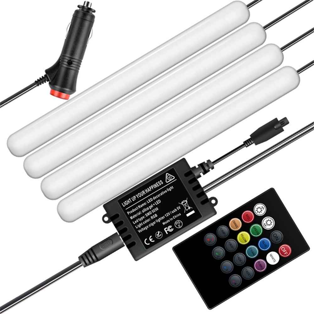 F8 Car Interior LED Light Bar RGB Bluetooth-compatible Voice Control Light Strip Cigarette Lighter Auto Ambient Lamp