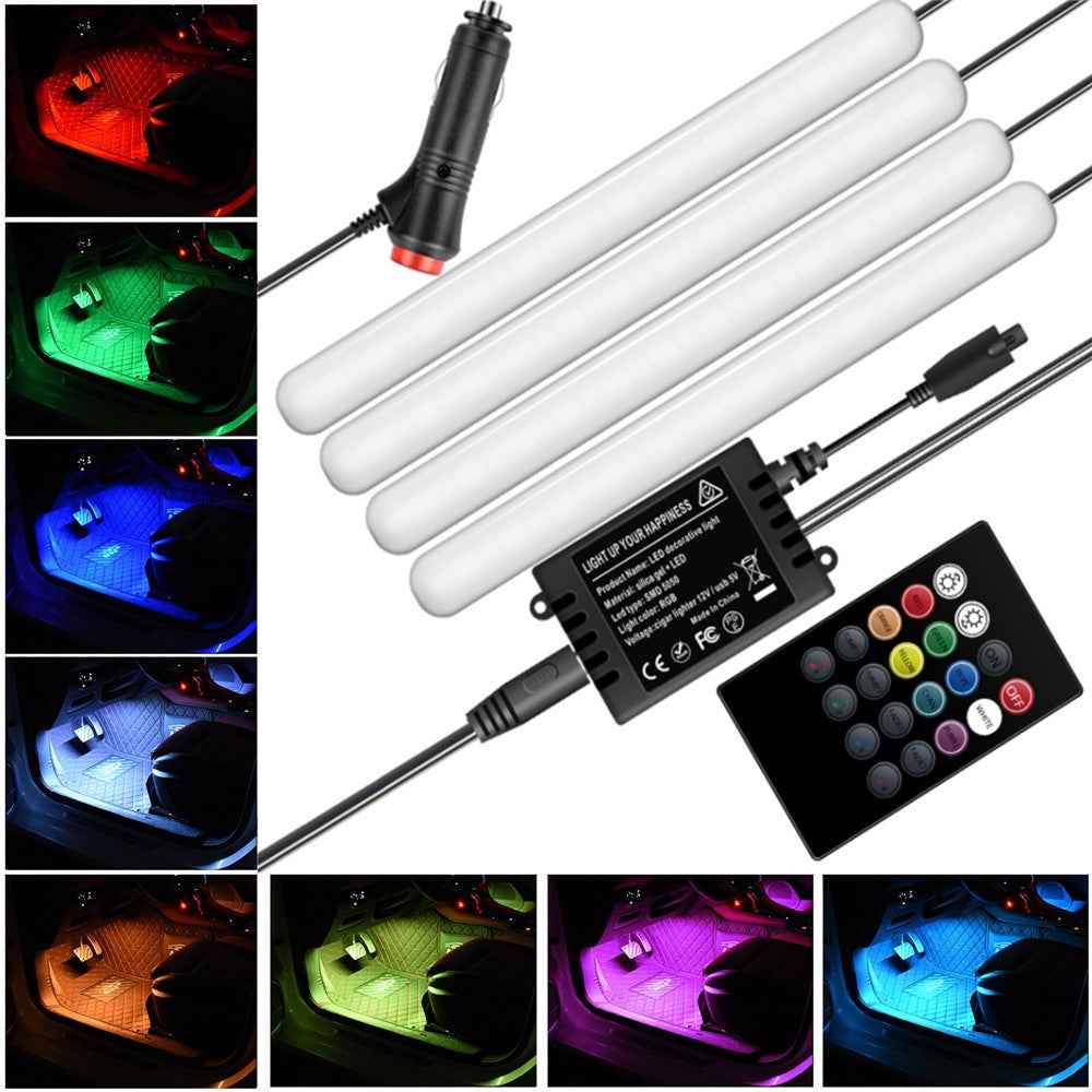 F8 Car Interior LED Light Bar RGB Bluetooth-compatible Voice Control Light Strip Cigarette Lighter Auto Ambient Lamp