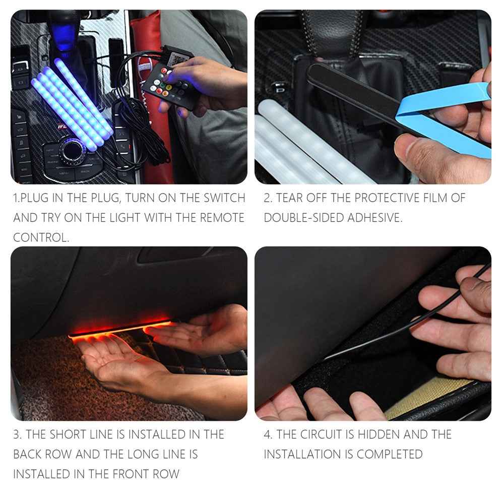 F8 Car Interior LED Light Bar RGB Bluetooth-compatible Voice Control Light Strip Cigarette Lighter Auto Ambient Lamp