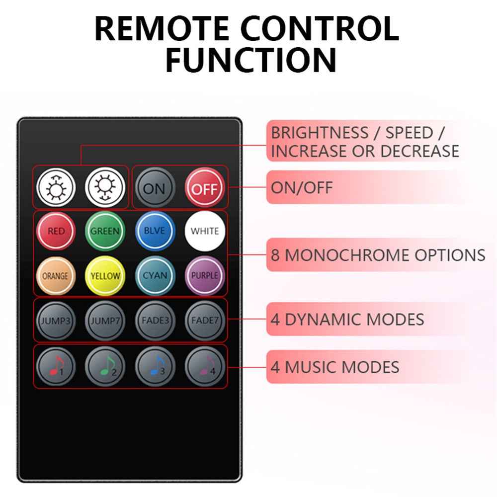 F8 Car Interior LED Light Bar RGB Bluetooth-compatible Voice Control Light Strip Cigarette Lighter Auto Ambient Lamp