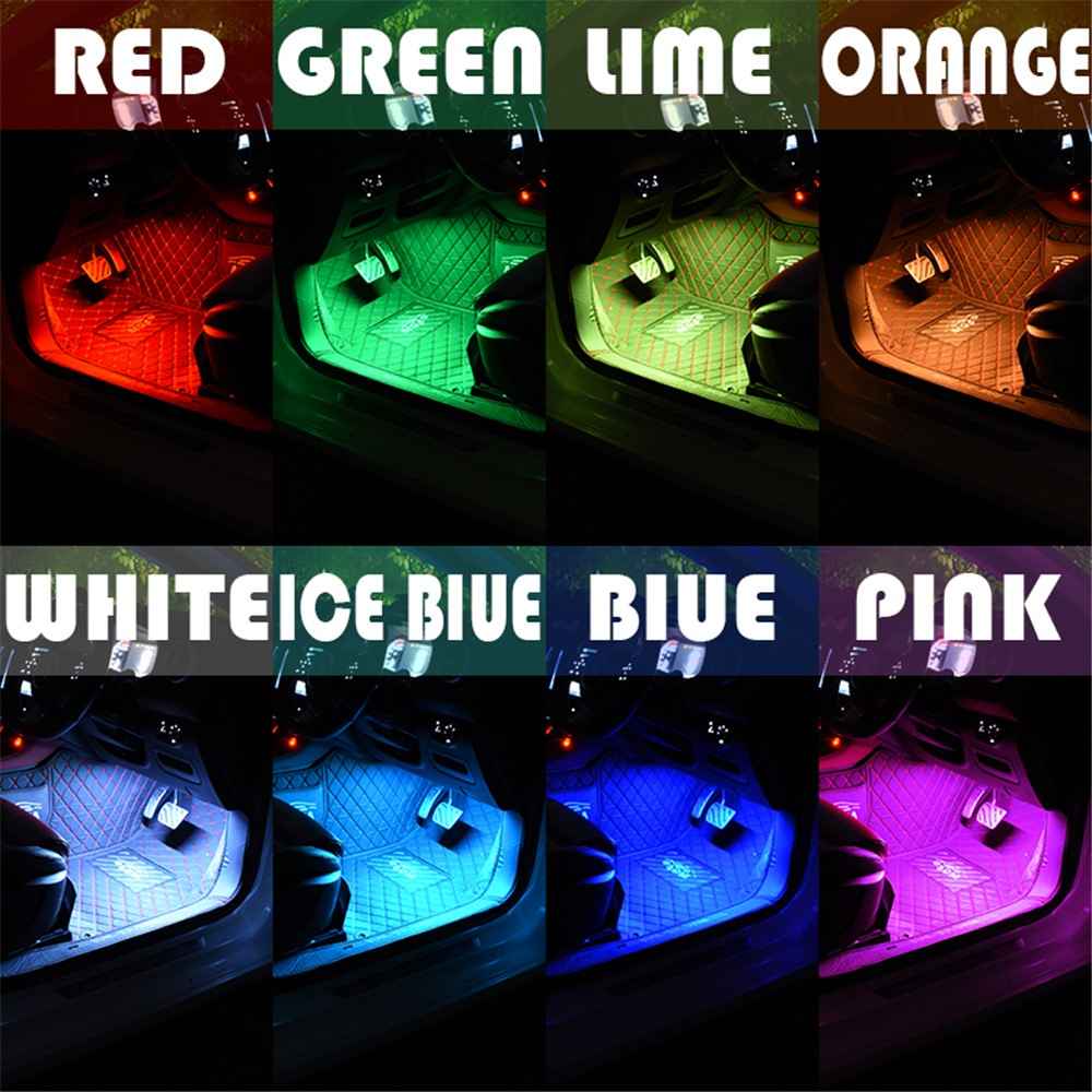 E6U48 USB 5V Voice Control Car Ambient Light 48 LED Music Light Strip for Bedside, TV Background