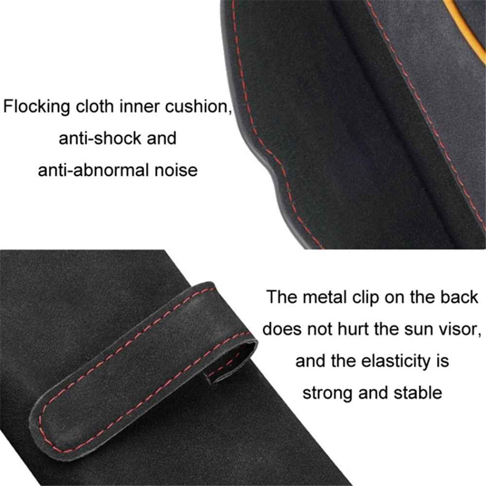 Universal Clip-on Sunglasses Case for Car Sunvisor Card Holder Glasses Storage Box - Black