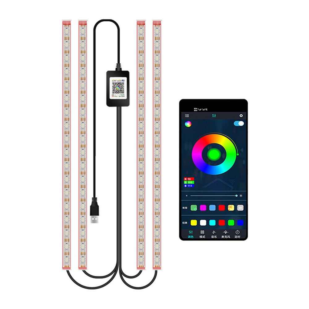 M1U72 72 LED Beads Colorful Ambient Lights Car Interior Lights SUV Footwell Bluetooth-compatible APP Controlled Lamps