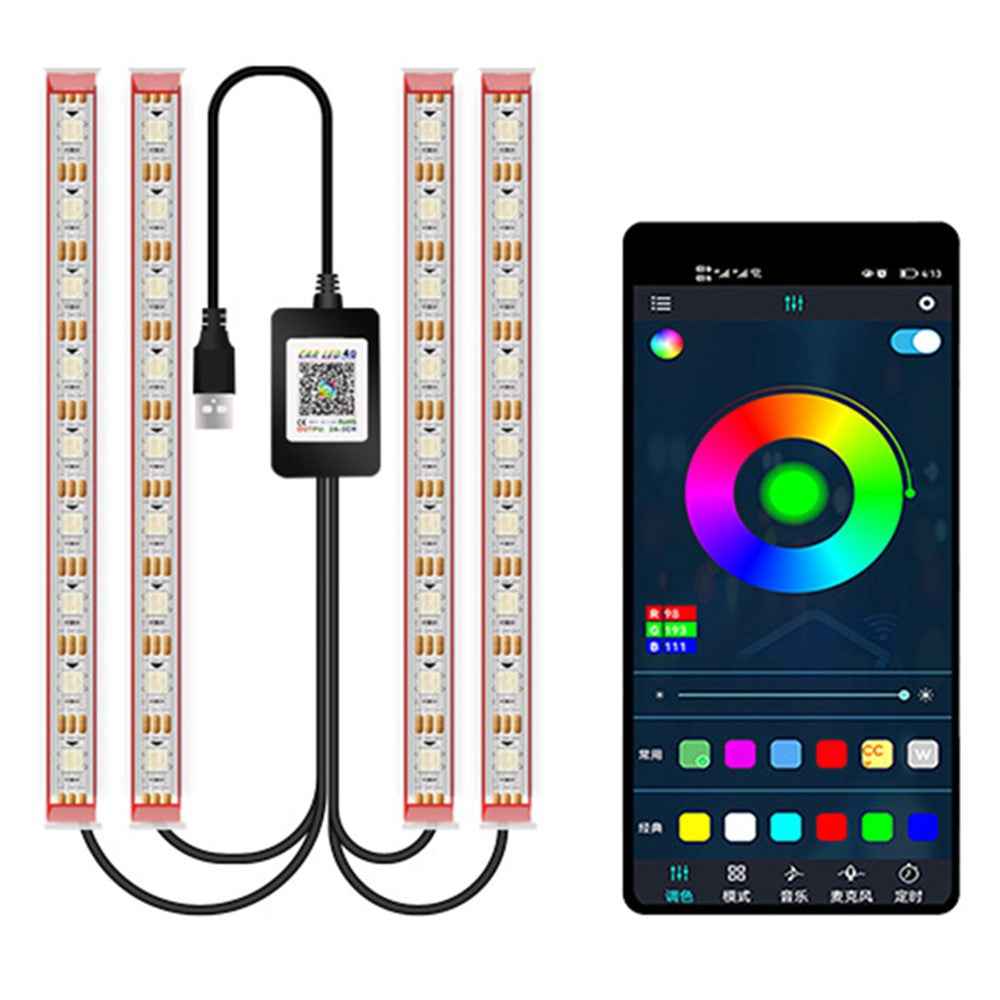 M1U36 36 LED Beads Bluetooth-compatible APP Controlled Colorful SUV Footwell Ambient Lights Car Interior Lights