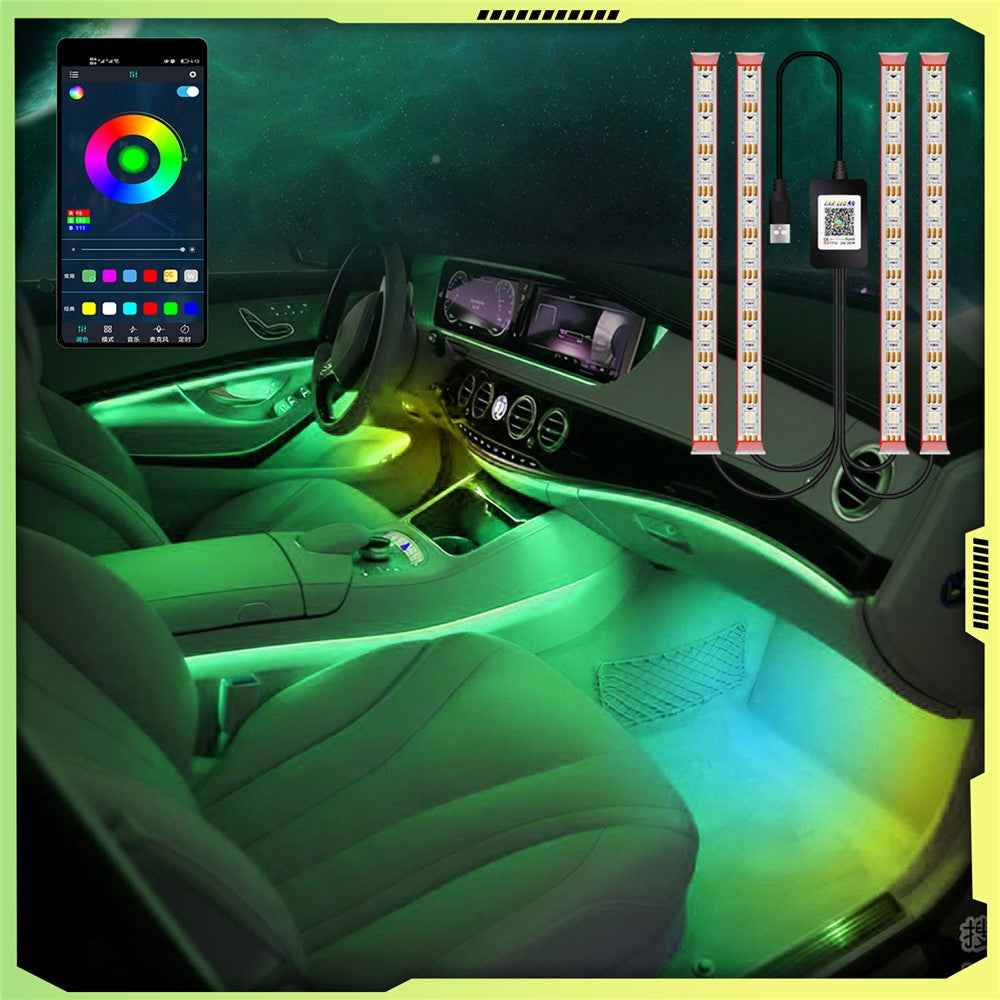 M1U36 36 LED Beads Bluetooth-compatible APP Controlled Colorful SUV Footwell Ambient Lights Car Interior Lights