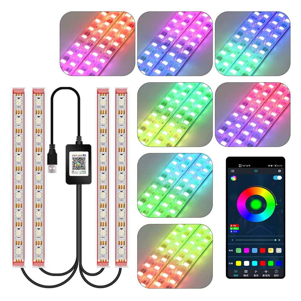 M1U36 36 LED Beads Bluetooth-compatible APP Controlled Colorful SUV Footwell Ambient Lights Car Interior Lights