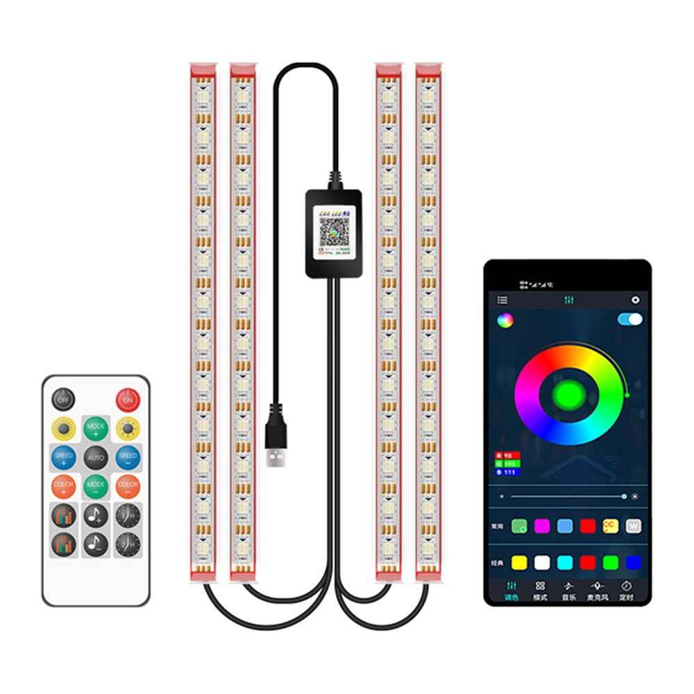 M2U48 SUV Footwell Colorful Ambient Lights 48 LED Beads Lamps Car Interior Lights Bluetooth-compatible APP Remote Controll Design