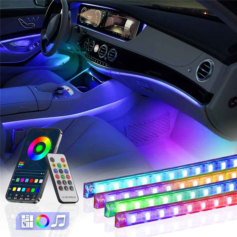 M2U48 SUV Footwell Colorful Ambient Lights 48 LED Beads Lamps Car Interior Lights Bluetooth-compatible APP Remote Controll Design