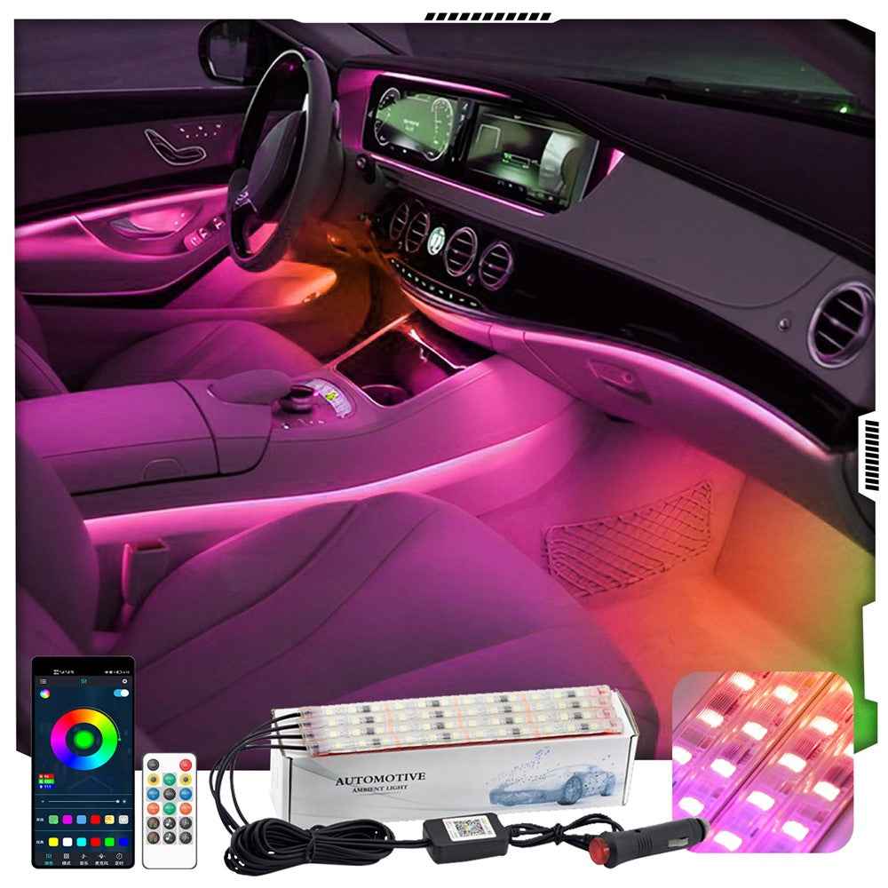 M2U48 SUV Footwell Colorful Ambient Lights 48 LED Beads Lamps Car Interior Lights Bluetooth-compatible APP Remote Controll Design