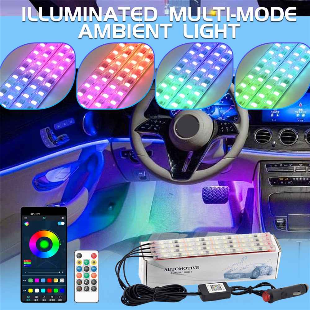 M248 Car Footwell Lamp 48 LED Beads Car Decoration Remote Bluetooth-compatible APP Controlled SUV Interior Lights