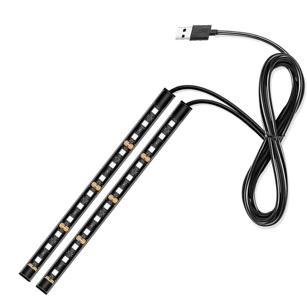 E1U USB 12V 24 LED Car Light Strip Monochrome Car Ambient Light for Car Internal Decoration - Red