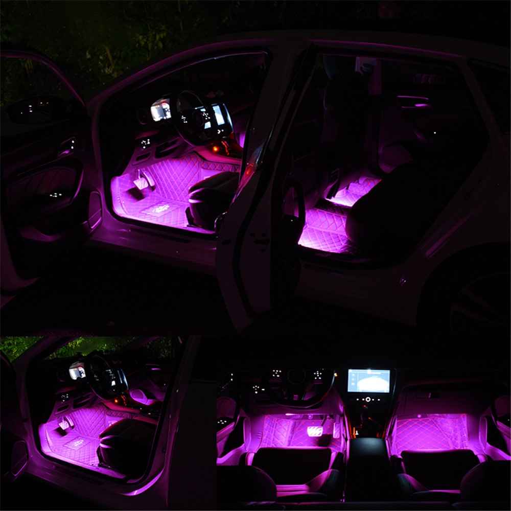 E1U USB 12V 24 LED Car Light Strip Monochrome Car Ambient Light for Car Internal Decoration - Red