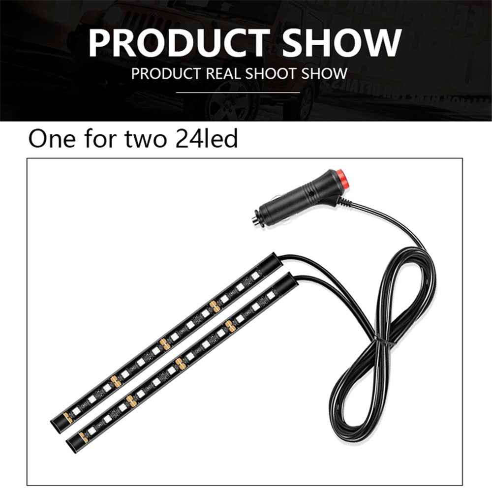 E1U USB 12V 24 LED Car Light Strip Monochrome Car Ambient Light for Car Internal Decoration - Red