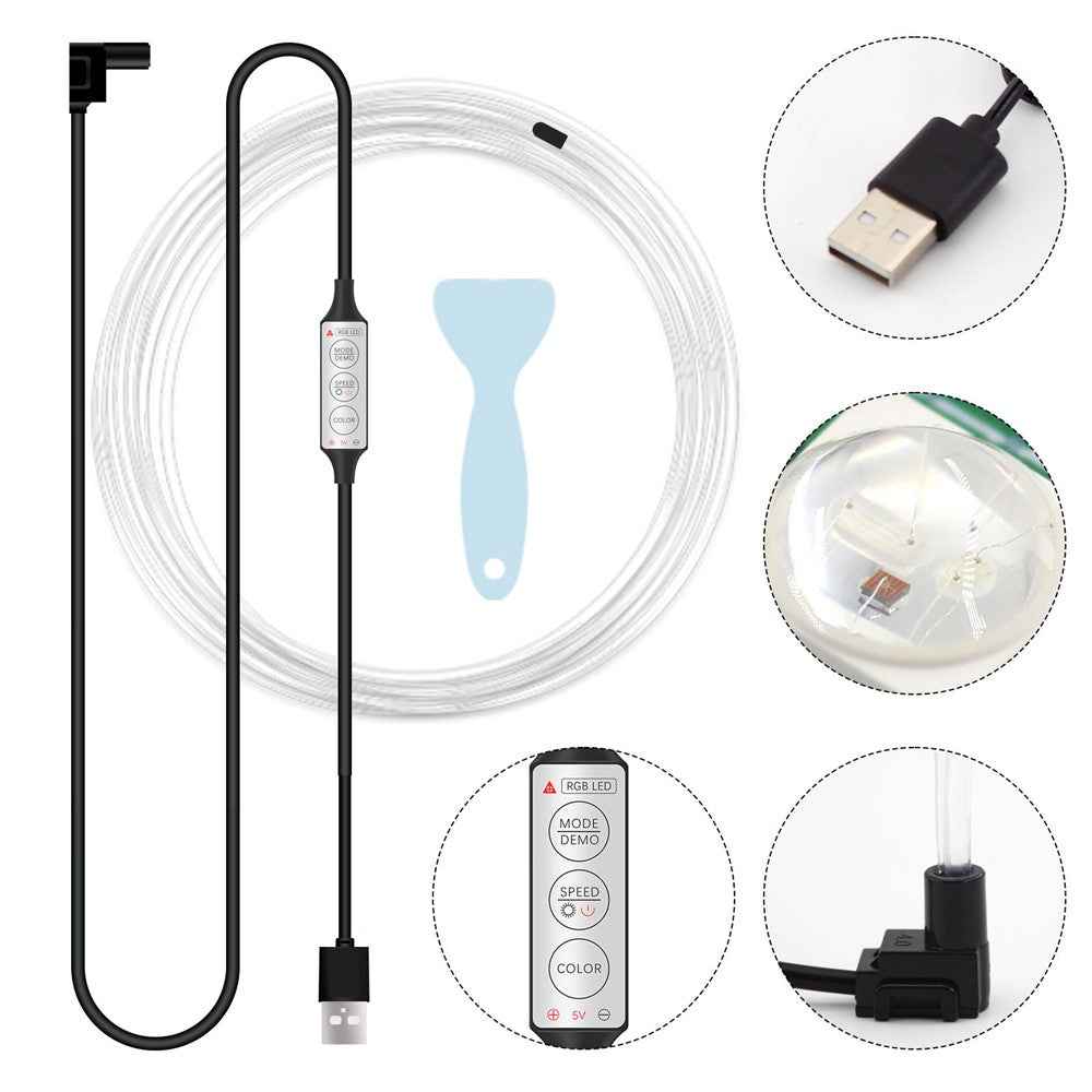 H3U 3m Car Interior LED Atmosphere Light Strip Flexible Cold Light USB Wire Control Decorative Neon Lamp