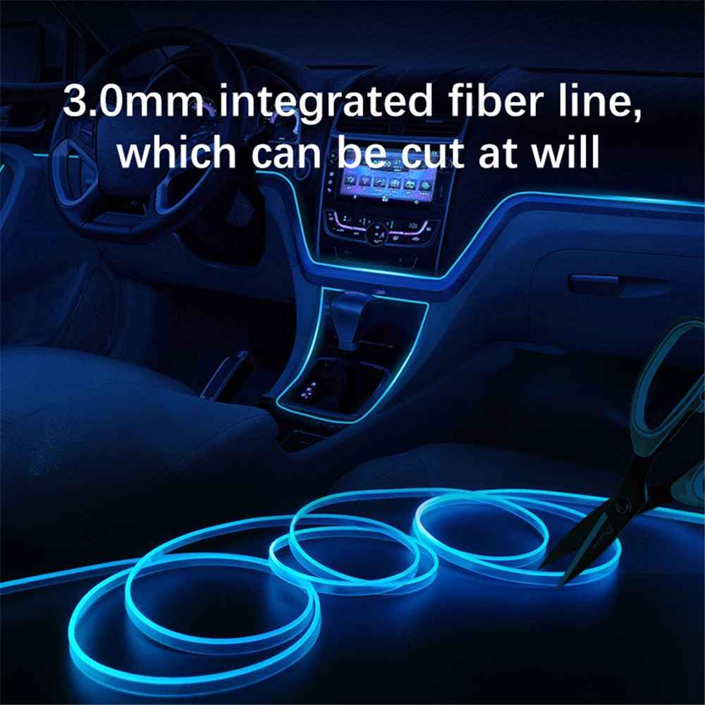 H3U 3m Car Interior LED Atmosphere Light Strip Flexible Cold Light USB Wire Control Decorative Neon Lamp