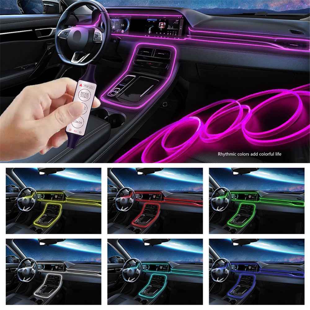 H3U 3m Car Interior LED Atmosphere Light Strip Flexible Cold Light USB Wire Control Decorative Neon Lamp