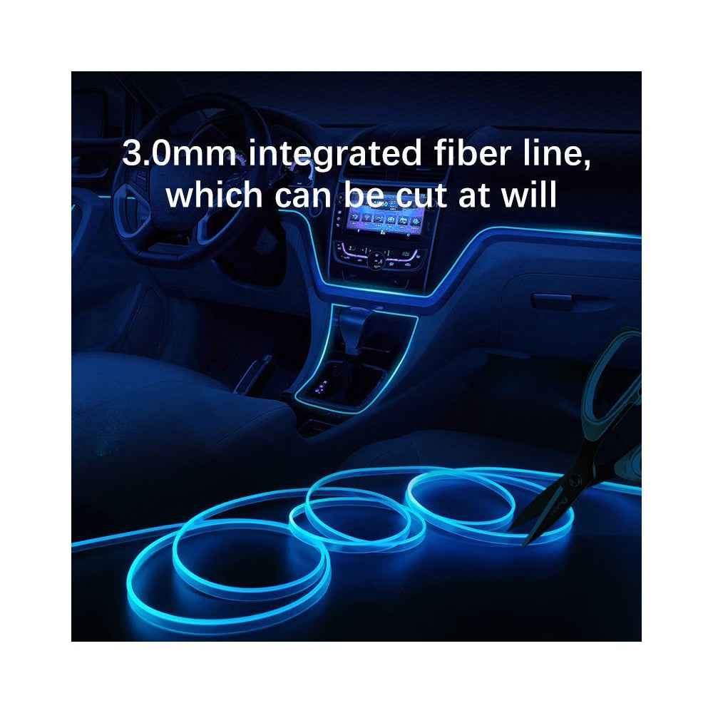 H2U 2m Car Interior Ambient Neon Cold Light Strip USB Wire Control RGB LED DIY Flexible Light Strip